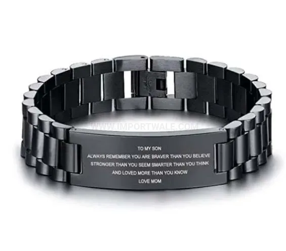 Stylish Men Titanium Steel Engraved Bio Magnetic Bracelet
