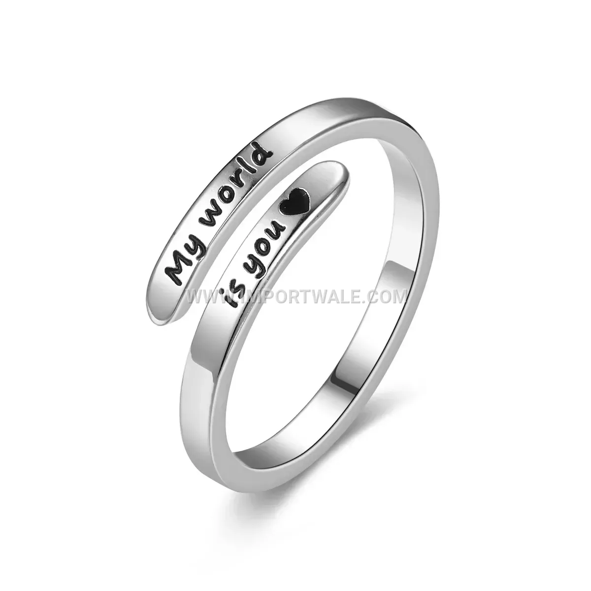 Engraved Open Adjustable Stainless Steel Ring