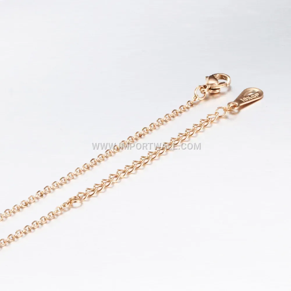 Rose Gold Stainless Steel Longevity Lock Pendant Necklace
