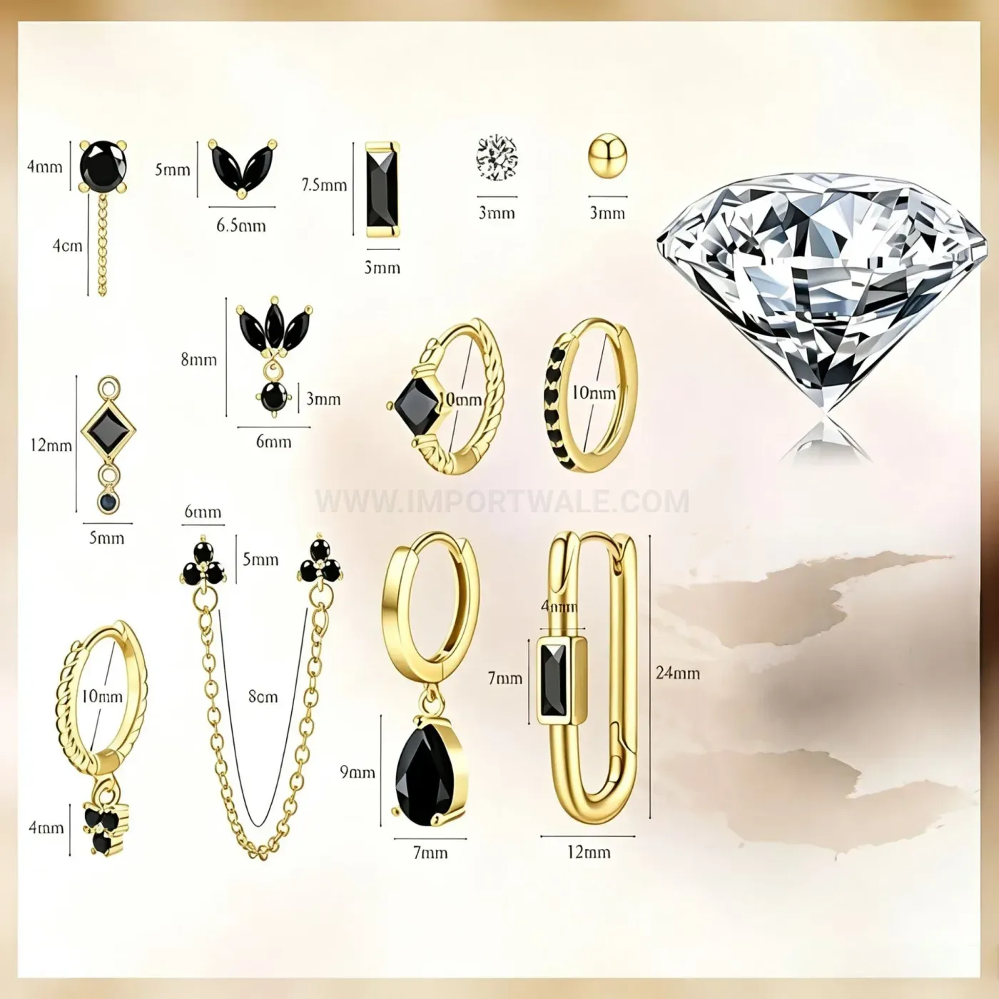 Stylish Stainless Steel Flat Back Geometric Stacking Earring Set