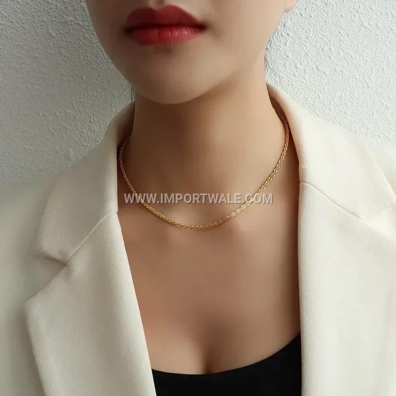 Sparkling French Style Titanium Steel Chain Jewelry Set