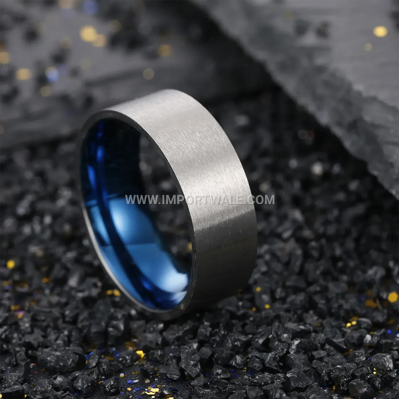 Two-Tone Brushed Stainless Steel Band Ring