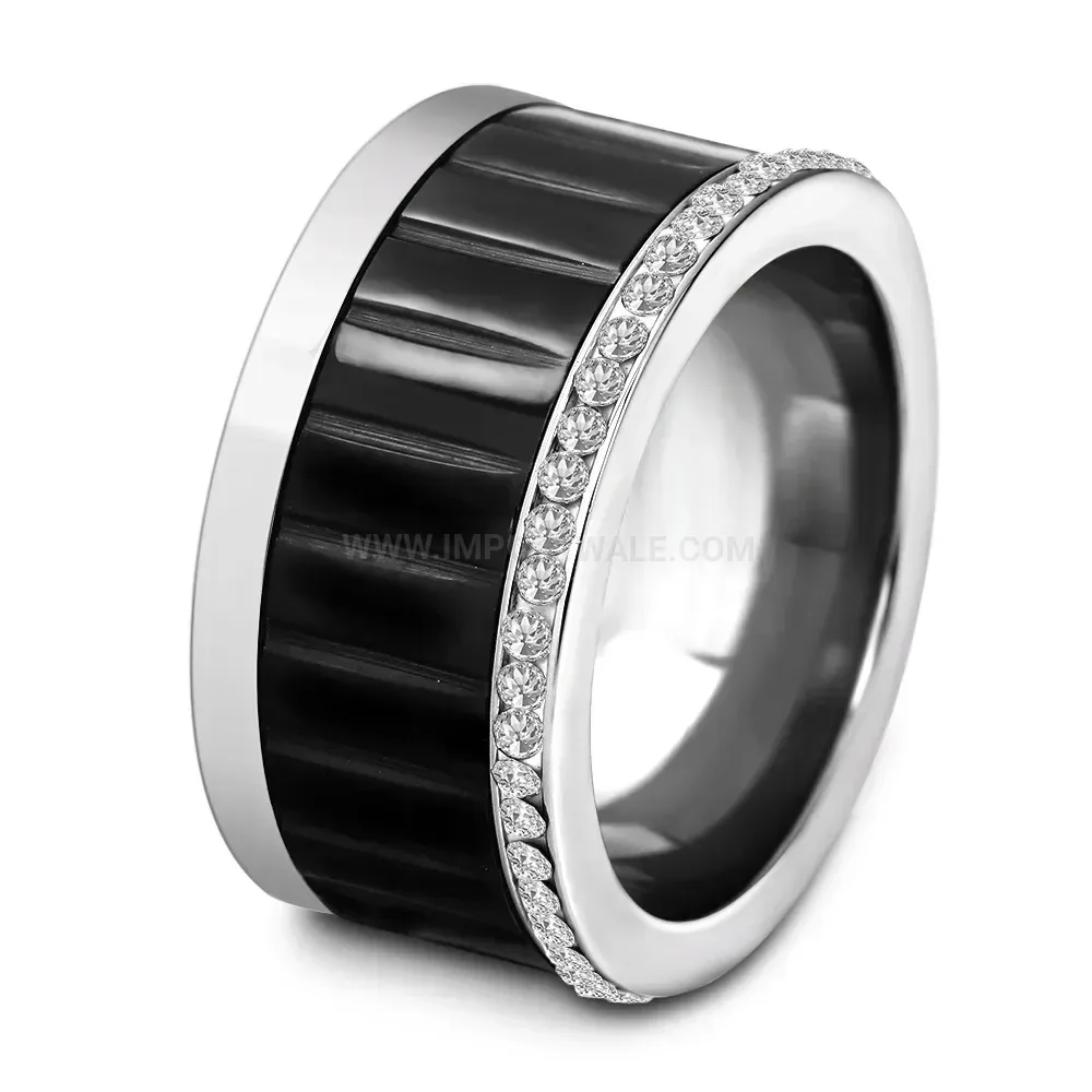 Rotating Stainless Steel Ring with Zirconia Accent