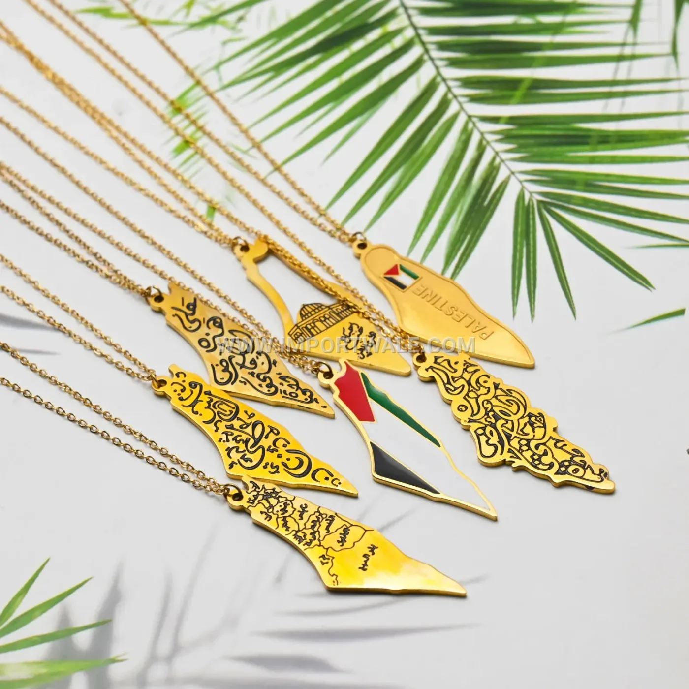 Stainless Steel Palestine Jordan Map Arabic Pendant Necklace