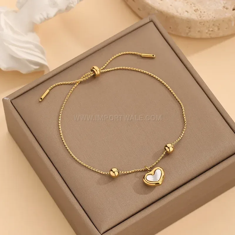 Titanium Steel Heart Shell Pendant Choker Necklace