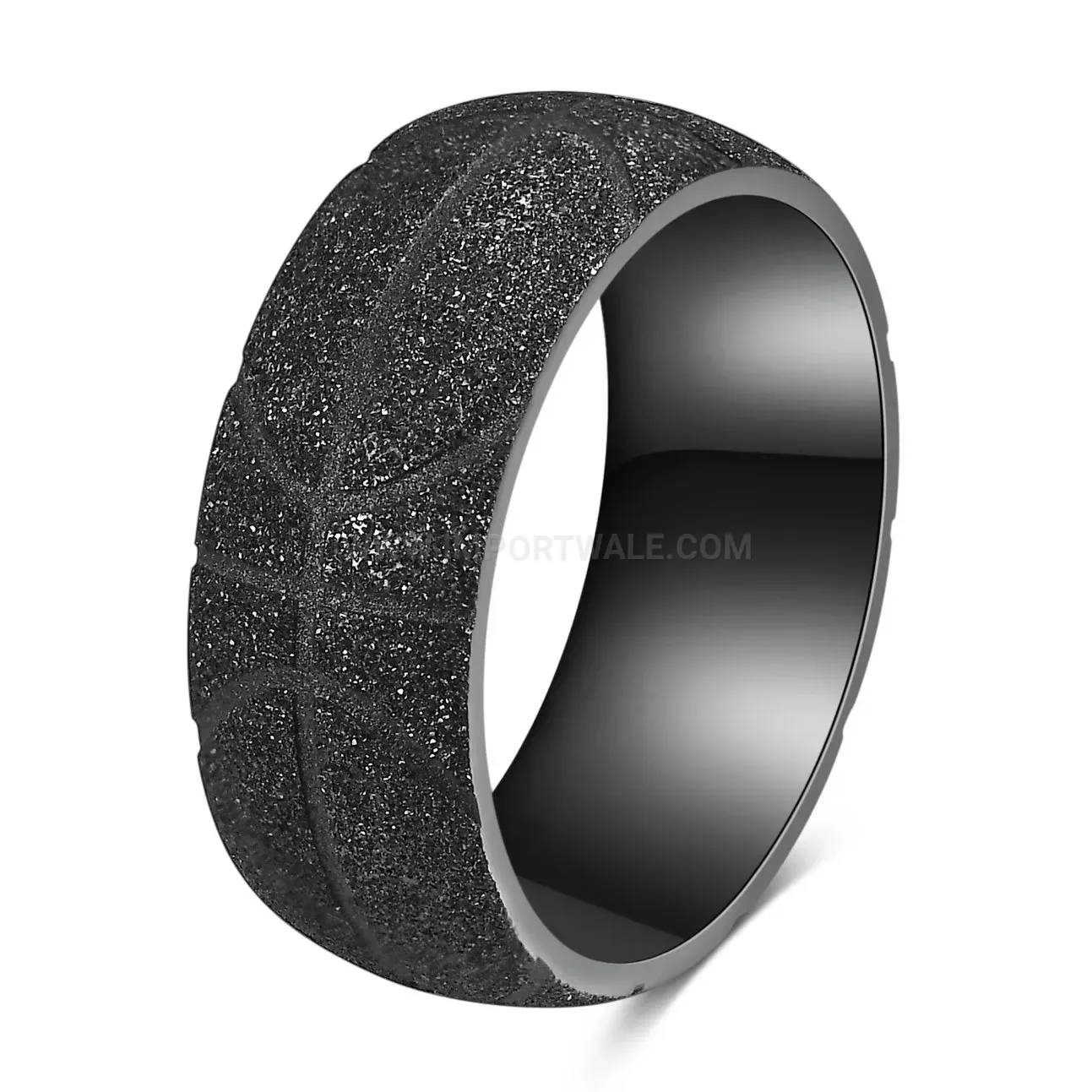 Bold Textured Stainless Steel Band Ring with Matte Finish