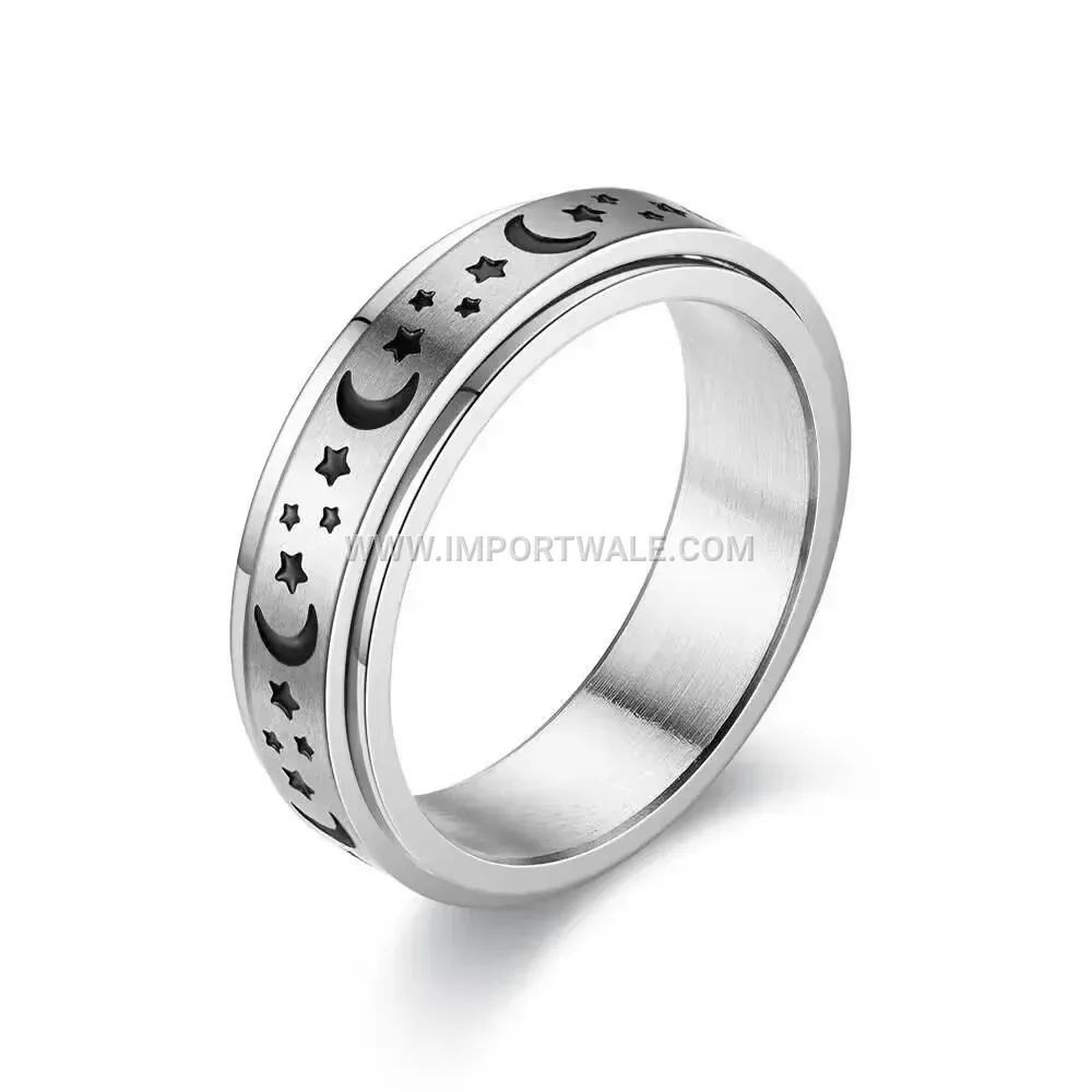 Rotatable 18K Gold Plated Stainless Steel Spinner Ring
