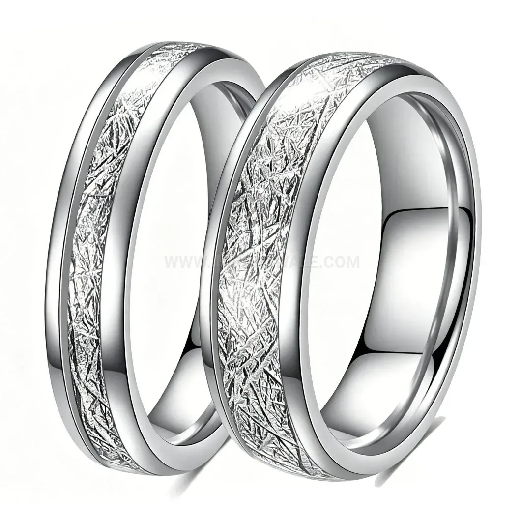Fashion Textured Meteorite Pattern Metallic Steel Band Ring