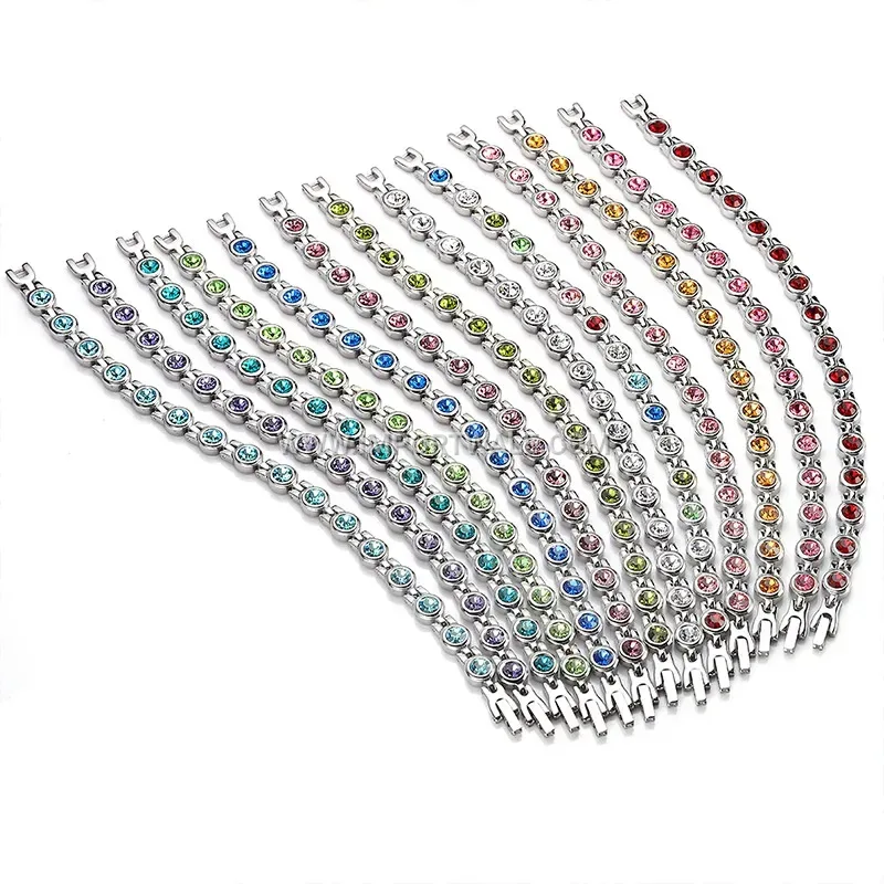 Geometric Cubic Zirconia Stainless Steel Accent Bracelet