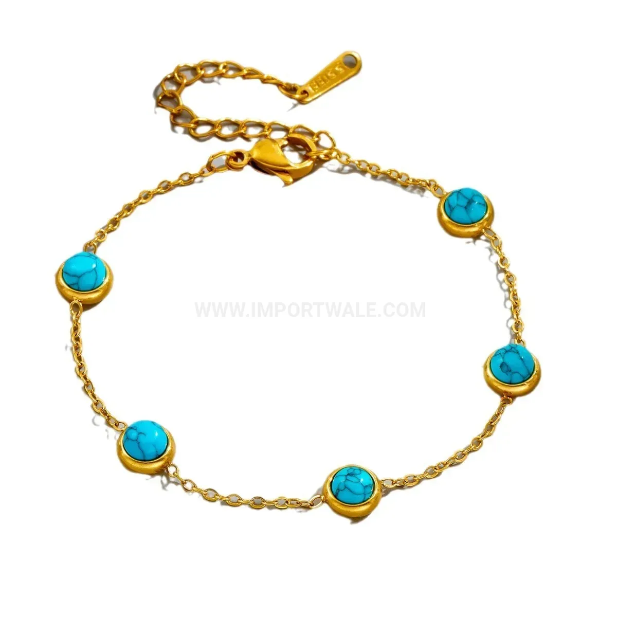 Elegant Feminine Pearl and Turquoise Titanium Steel Jewelry Collection