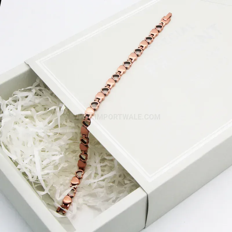 Elegant Heart Charm Pure Copper Bio Magnetic Energy Bracelet