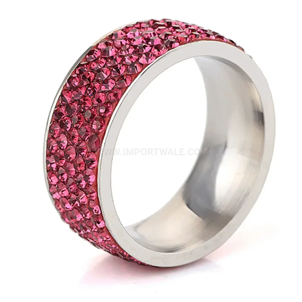 Five Row Rhinestone Stainless Steel Statement Ring