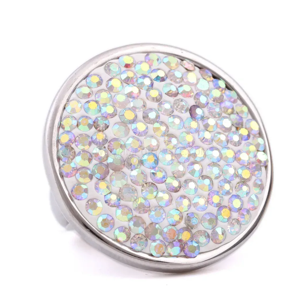 Stainless Steel Statement Round Pave Crystal Ring
