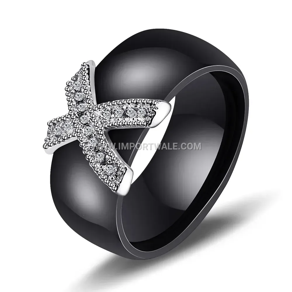 Statement 8mm Ceramic Band with Micro-Paved Zircon Accent