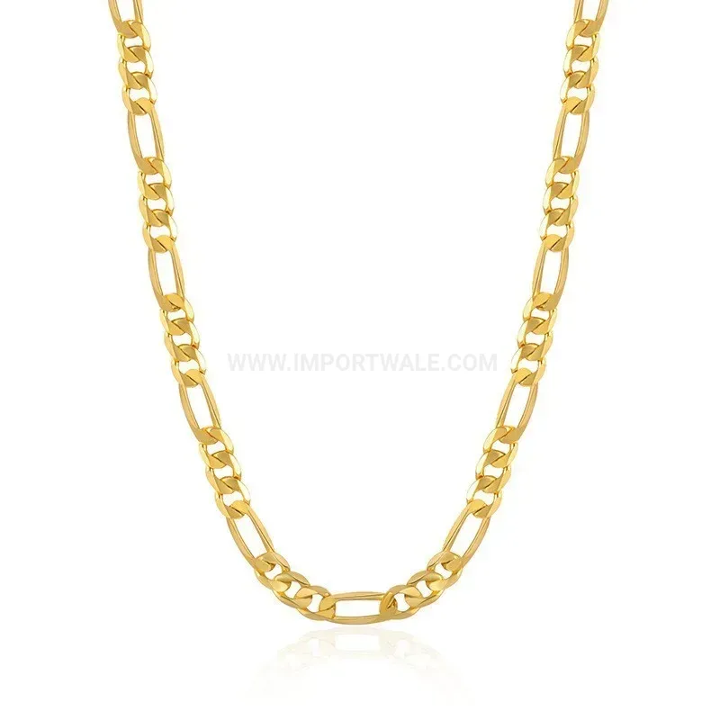 Modern Gold Electroplated Figaro Chain Stainless Steel Necklace