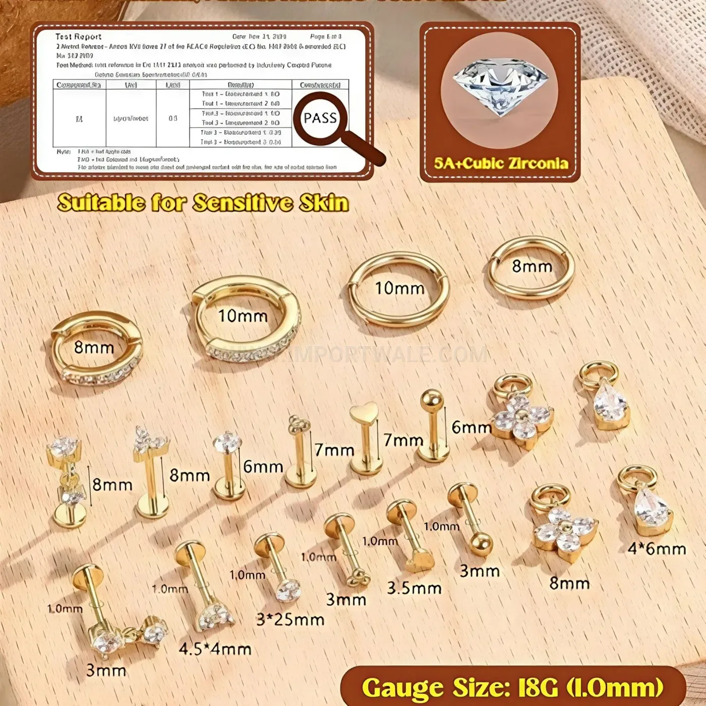 Classic Stainless Steel Zircon Body Piercing Jewelry Set