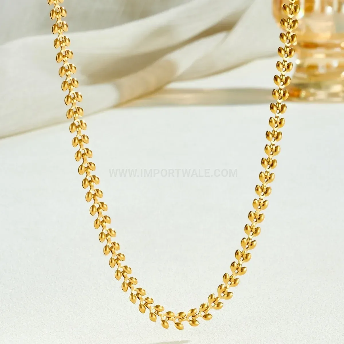 Elegant 18K Gold Plated Wheat Ear Pendant Necklace And Bracelet Set