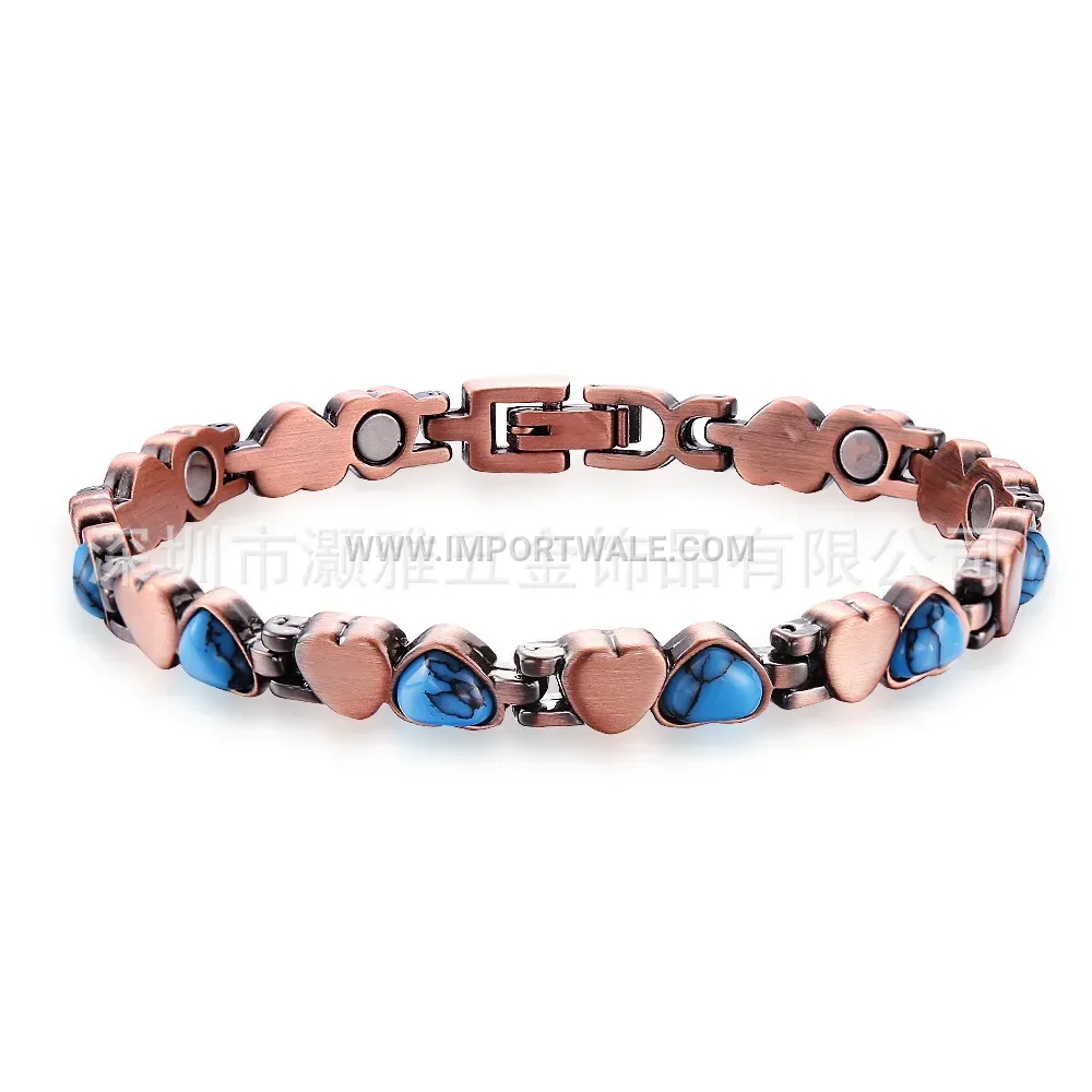 Vintage Heart Alloy Magnetic Bangle Bracelet