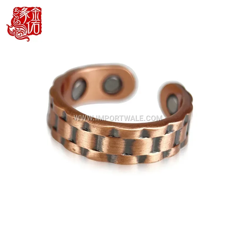 Textured Grid Pure Copper Magnetic Ring