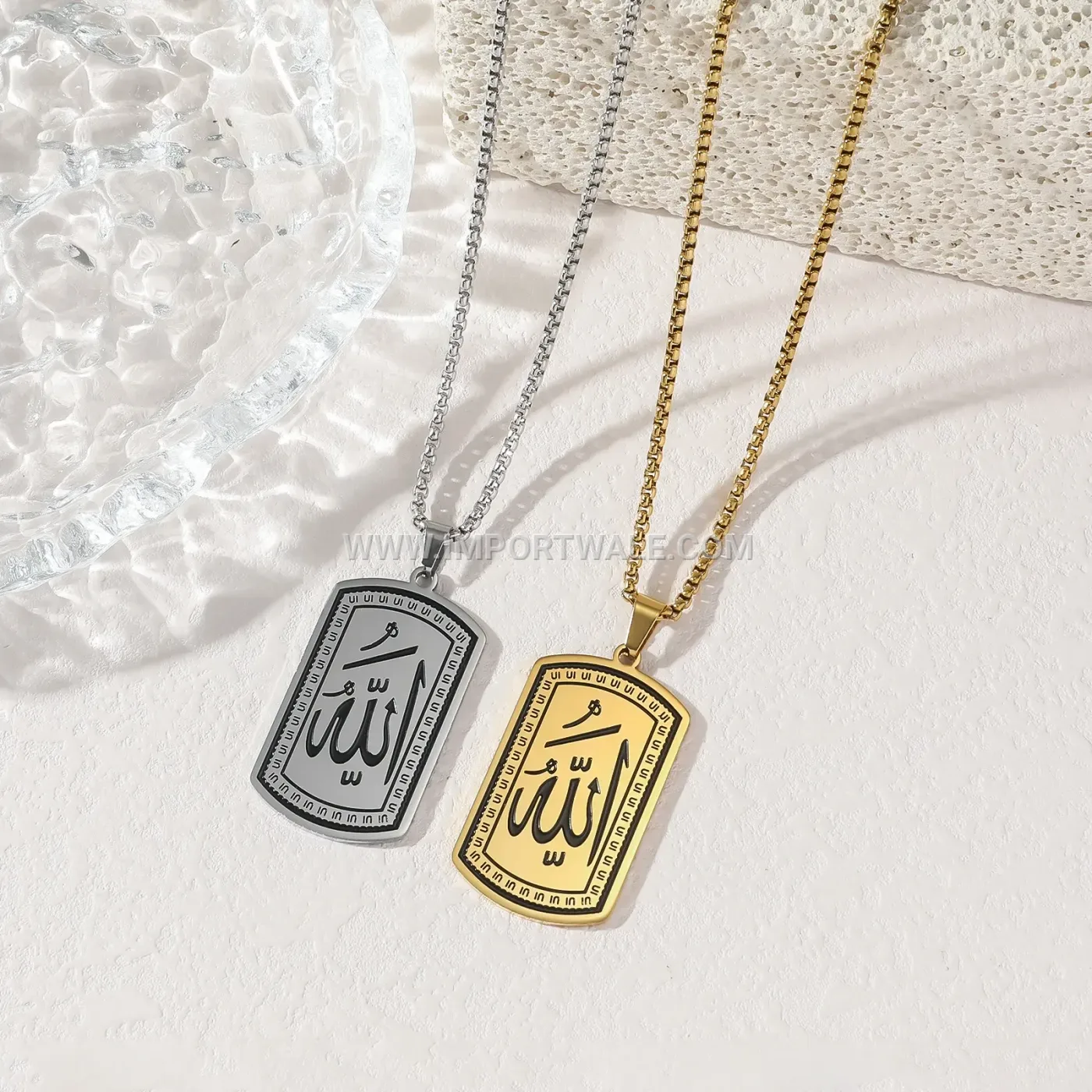 Stainless Steel Allah Engraved Religious Pendant Necklace