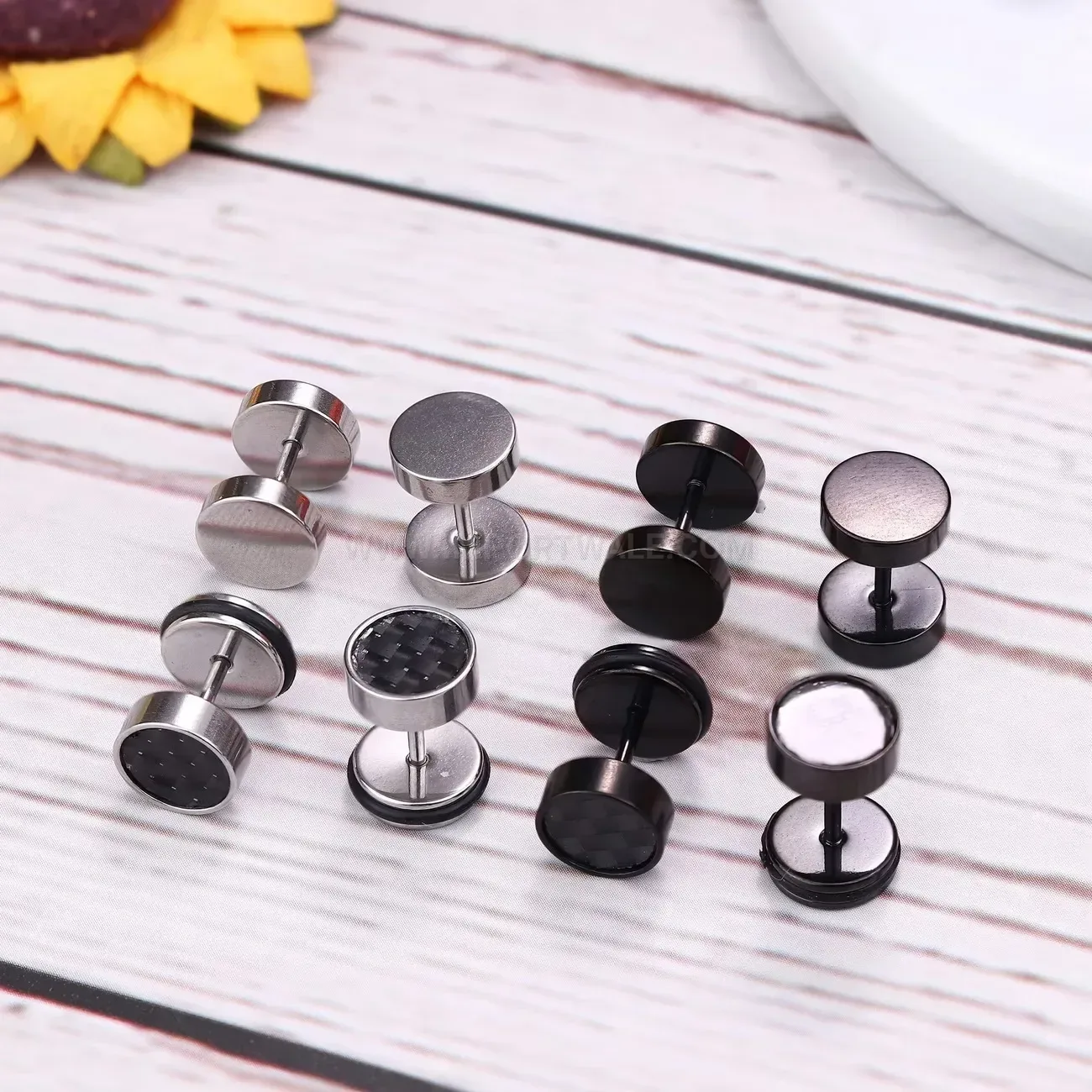 Modern Stainless Steel Multi Style Dual Tone Piercing Stud Set