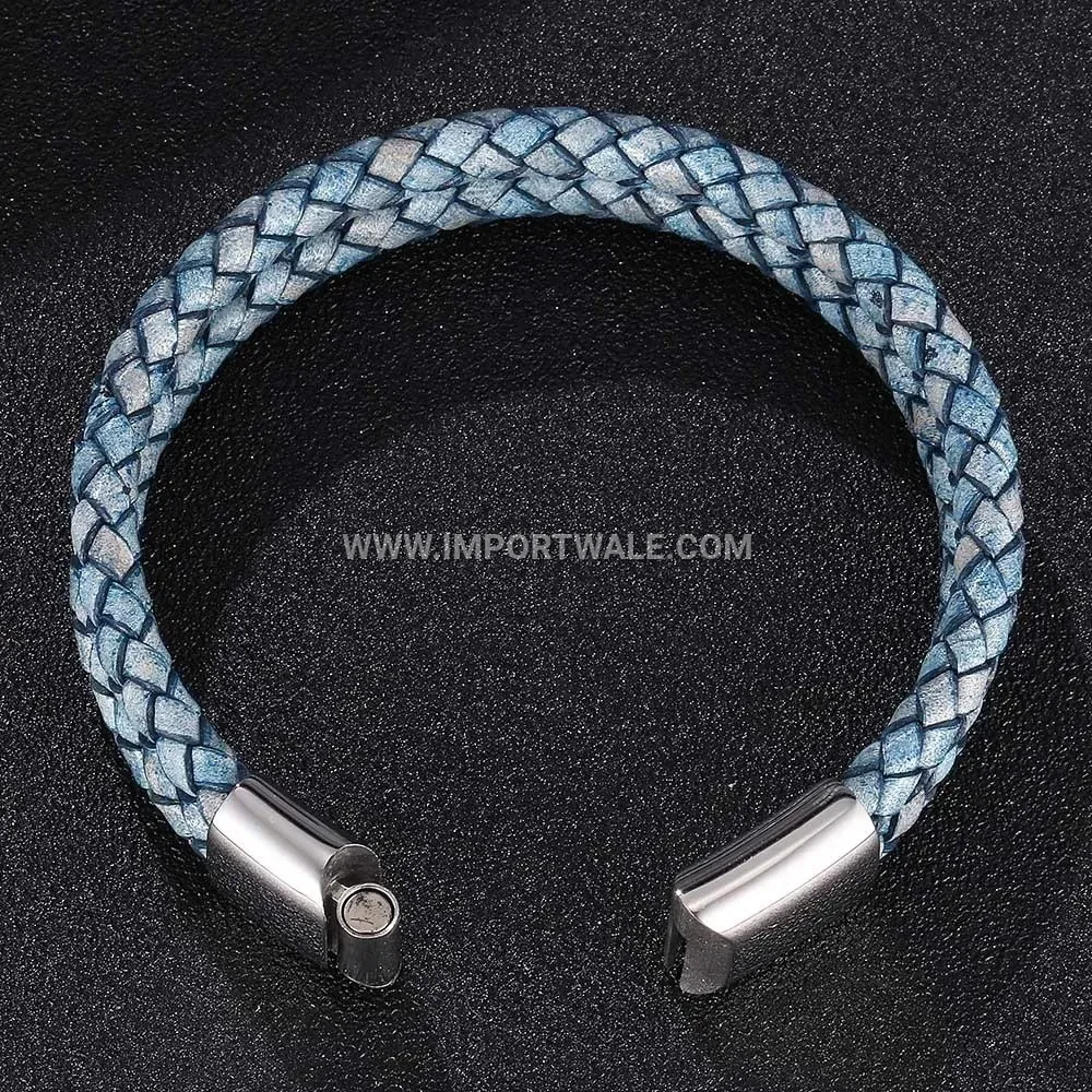 Handcrafted Braided Cowhide Bracelet with Durable Stainless Steel Hardware