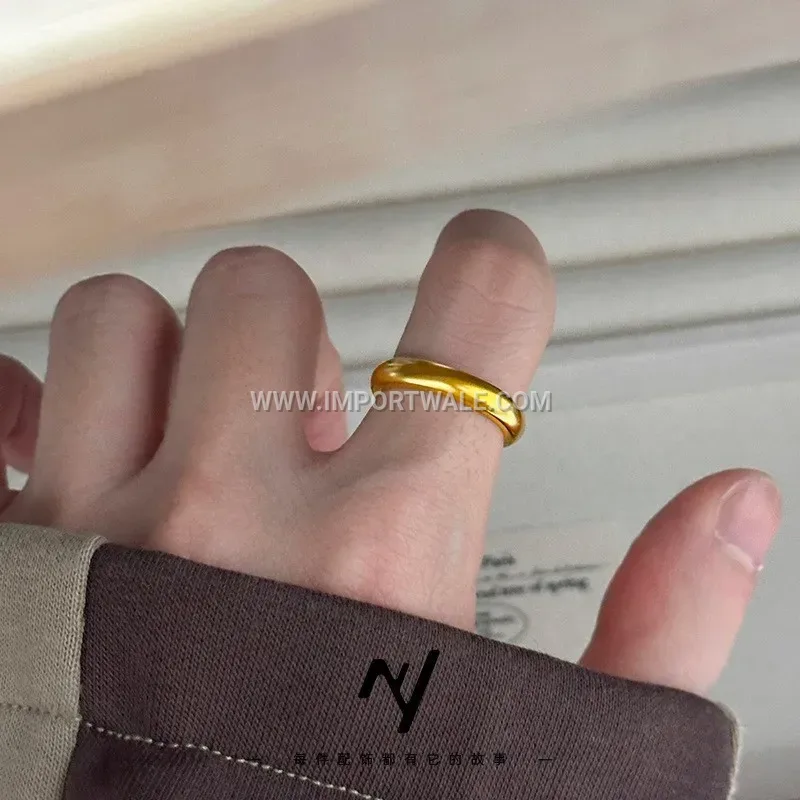 Matte Gold Stainless Steel Domed Band Ring