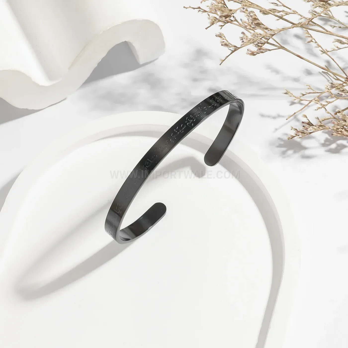 Adjustable Stainless Steel Arabic Script Bar Bangle Bracelet