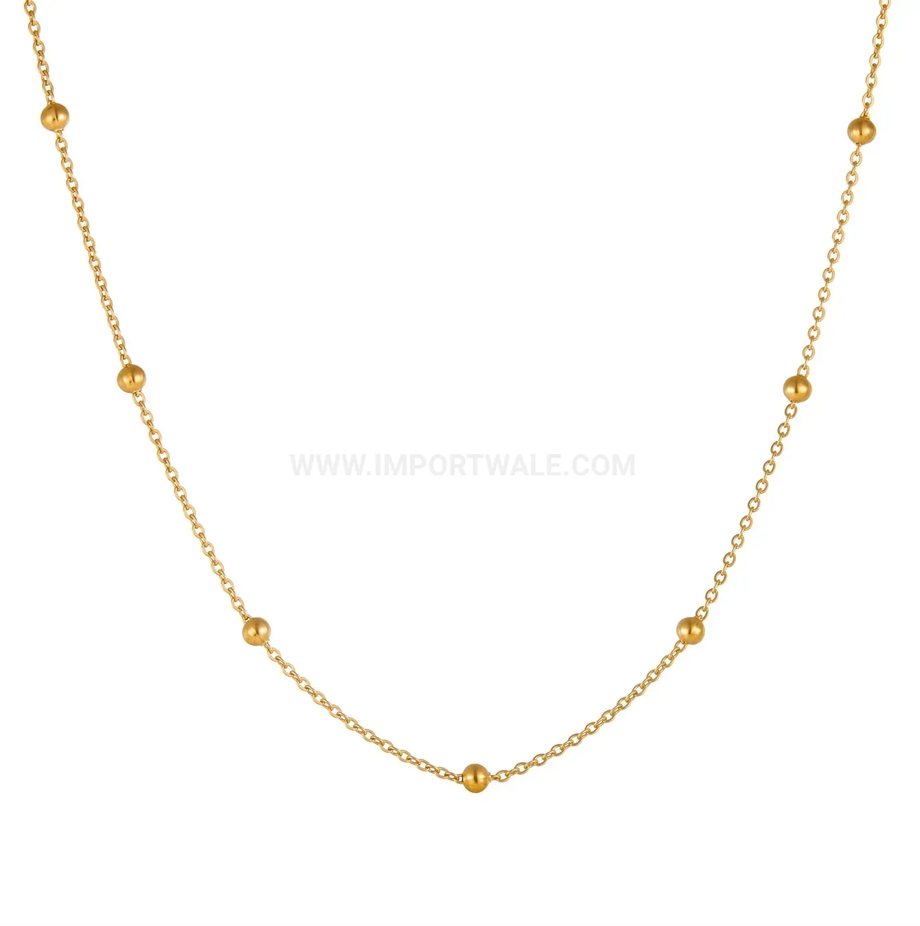 Elegant Minimalist Titanium Steel Gold Bead Station Clavicle Chain Necklace