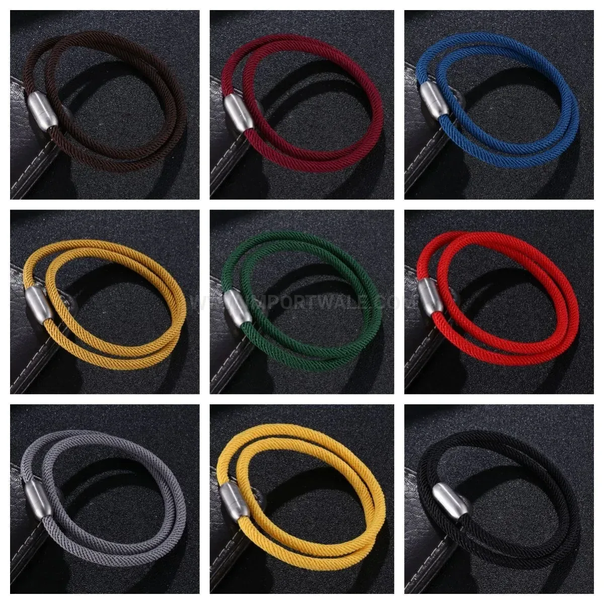 Double-Wrap Stainless Steel Leather Bracelet With Magnetic Clasp