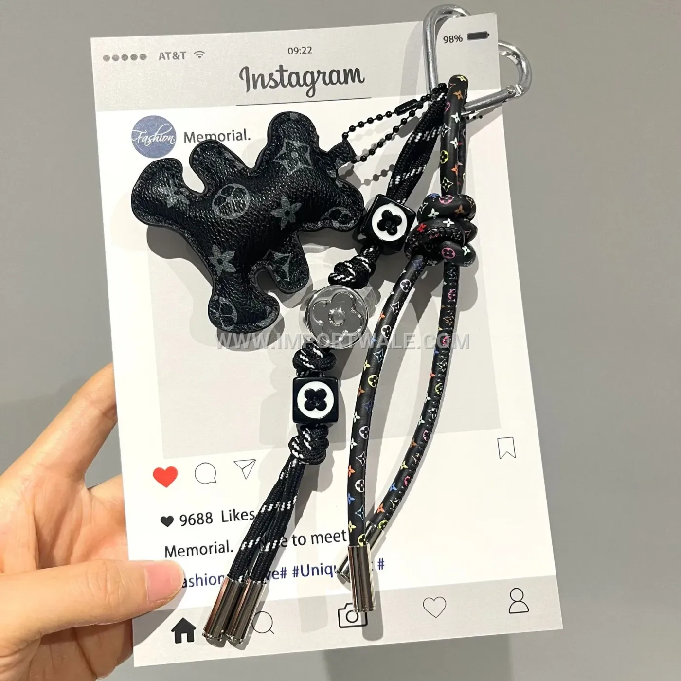 Classic Monogram Leather Bear Bag Charm