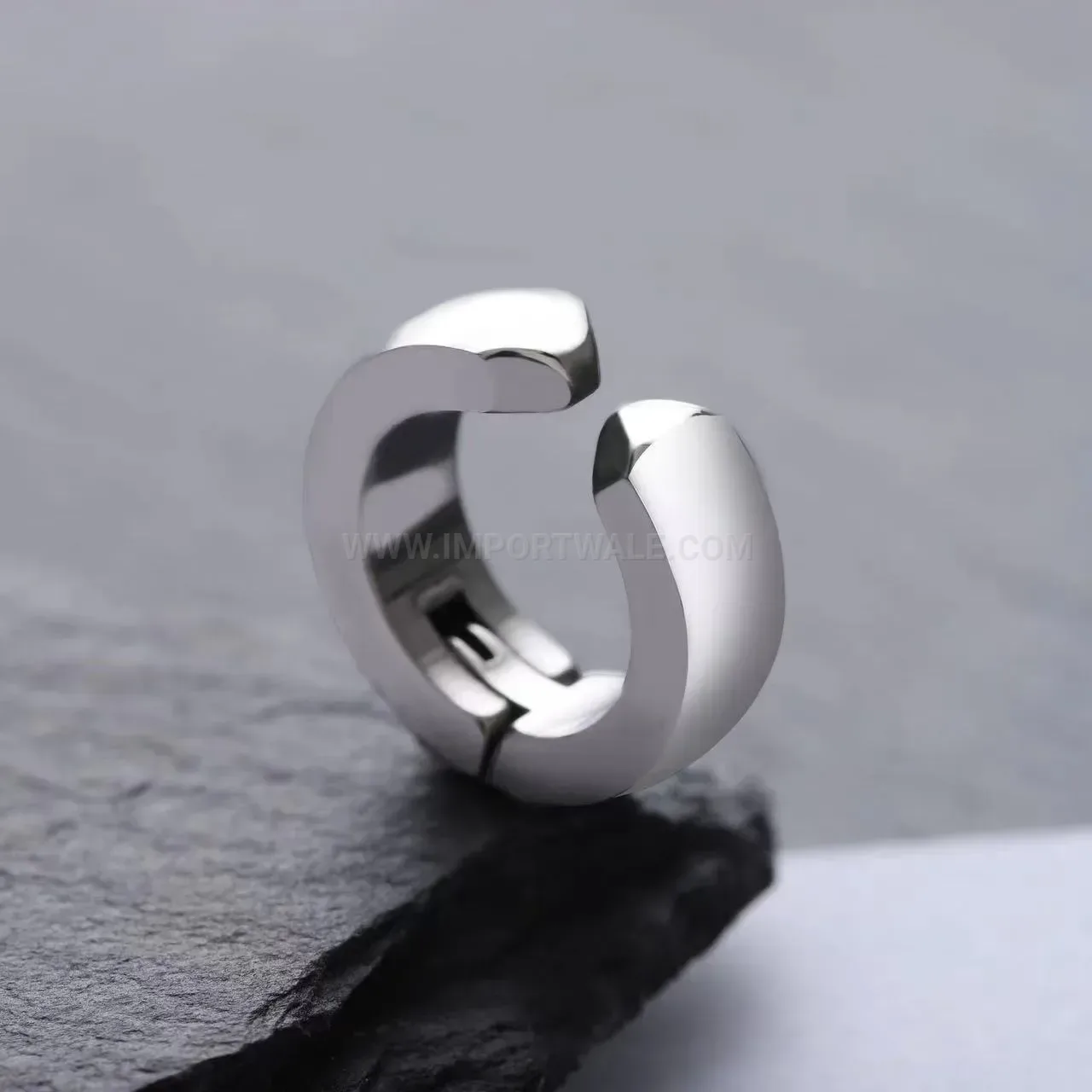 Bold Minimalist Round Stainless Steel Hoop Clip On Earrings