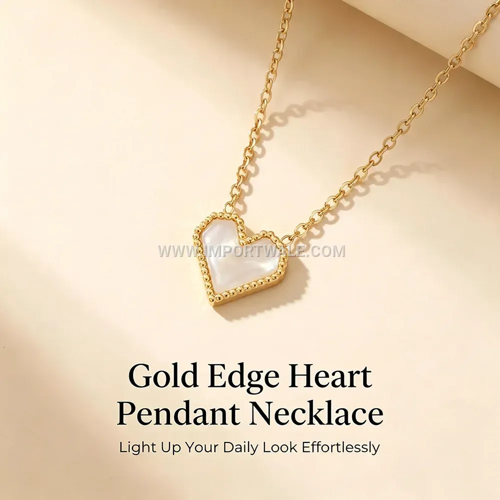 Heart Shell Pendant 18K Gold Plated Stainless Steel Necklace