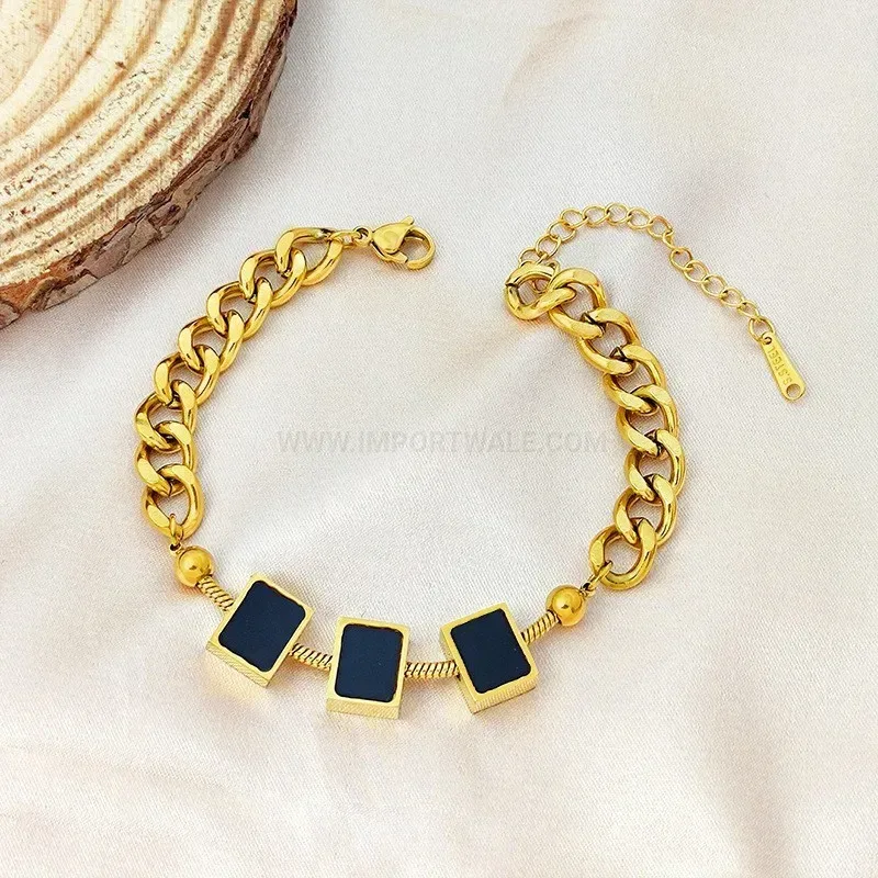 Geometrical Star and Shell Charm Stainless Steel Chain Bracelet