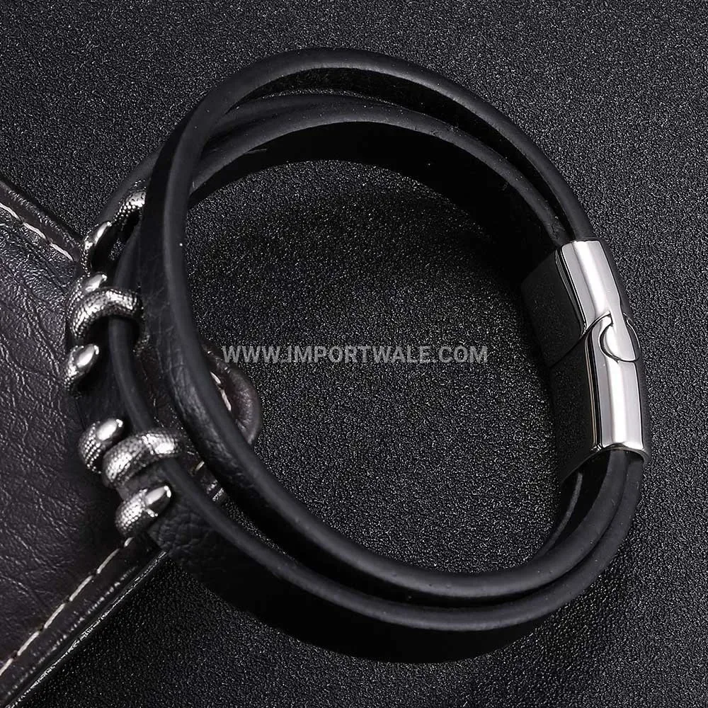 Dragon Claw Stainless Steel Leather Cord Men Bracelet