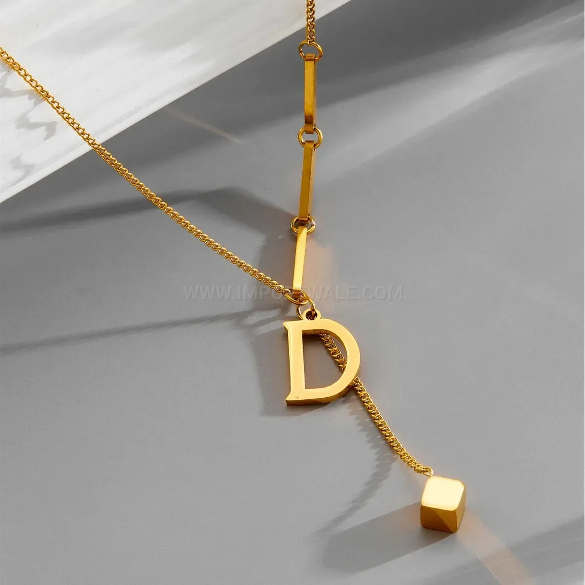 Bold Punk Style Front-Clasp Stainless Steel Letter D Pendant Necklace