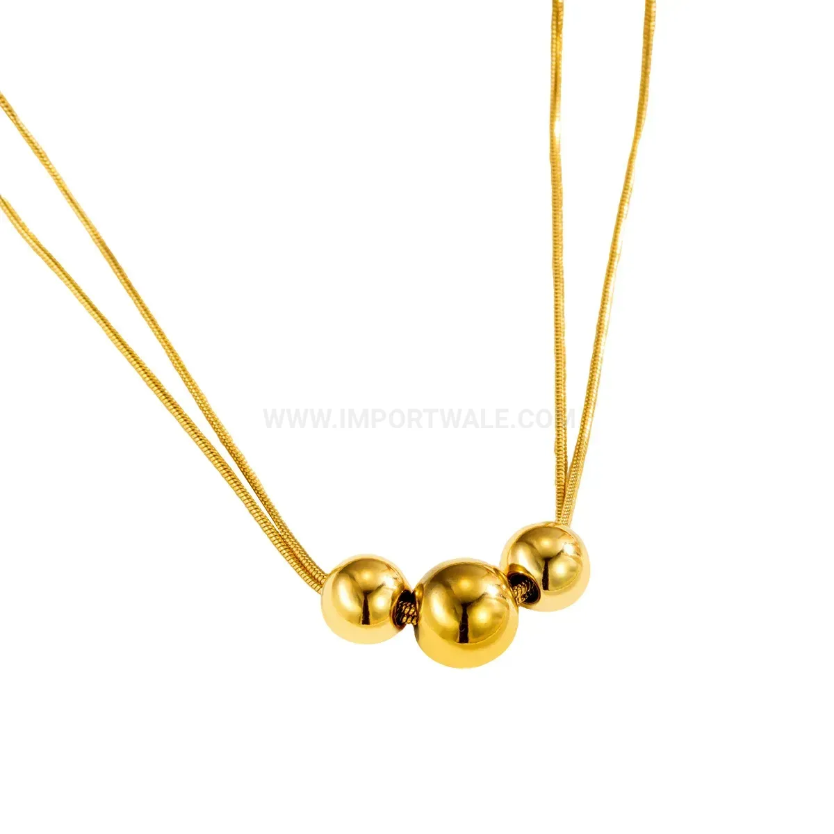 Double Layer Titanium Steel Snake Chain Choker with Metallic Spheres