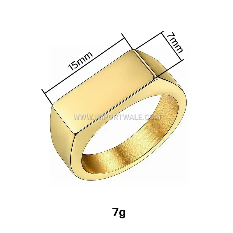 Polished Rectangular Signet Stainless Steel Ring