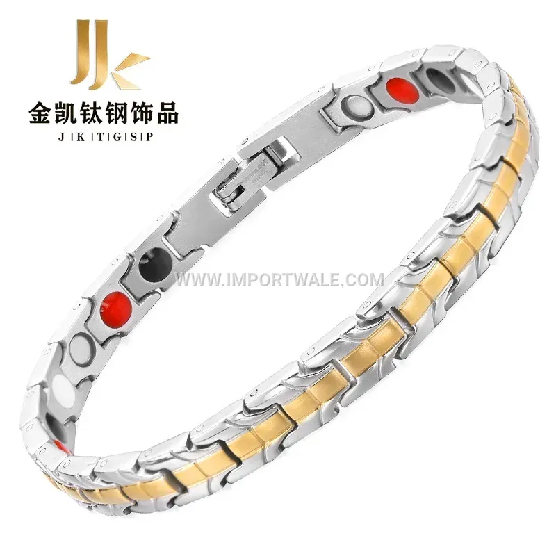Minimalist Geometric Titanium Steel Magnetic Energy Chain Bracelet
