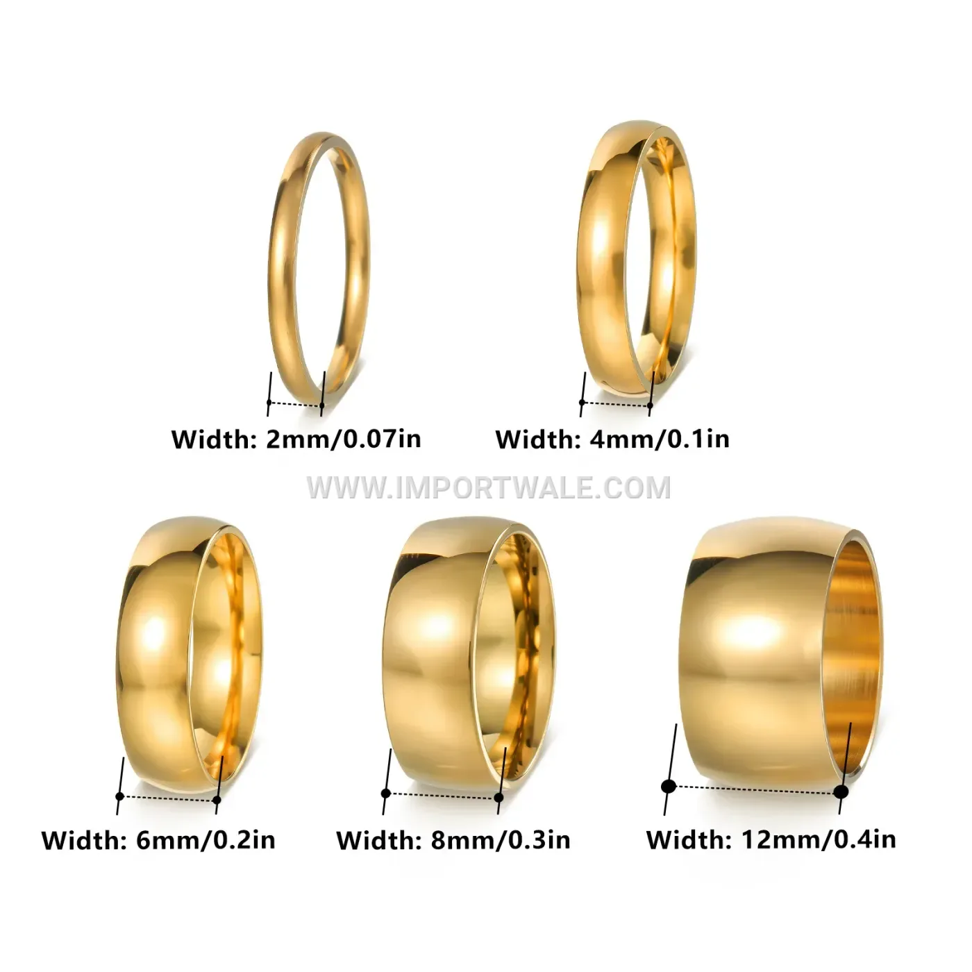 Minimalist Curved Smooth Stainless Steel Band Ring