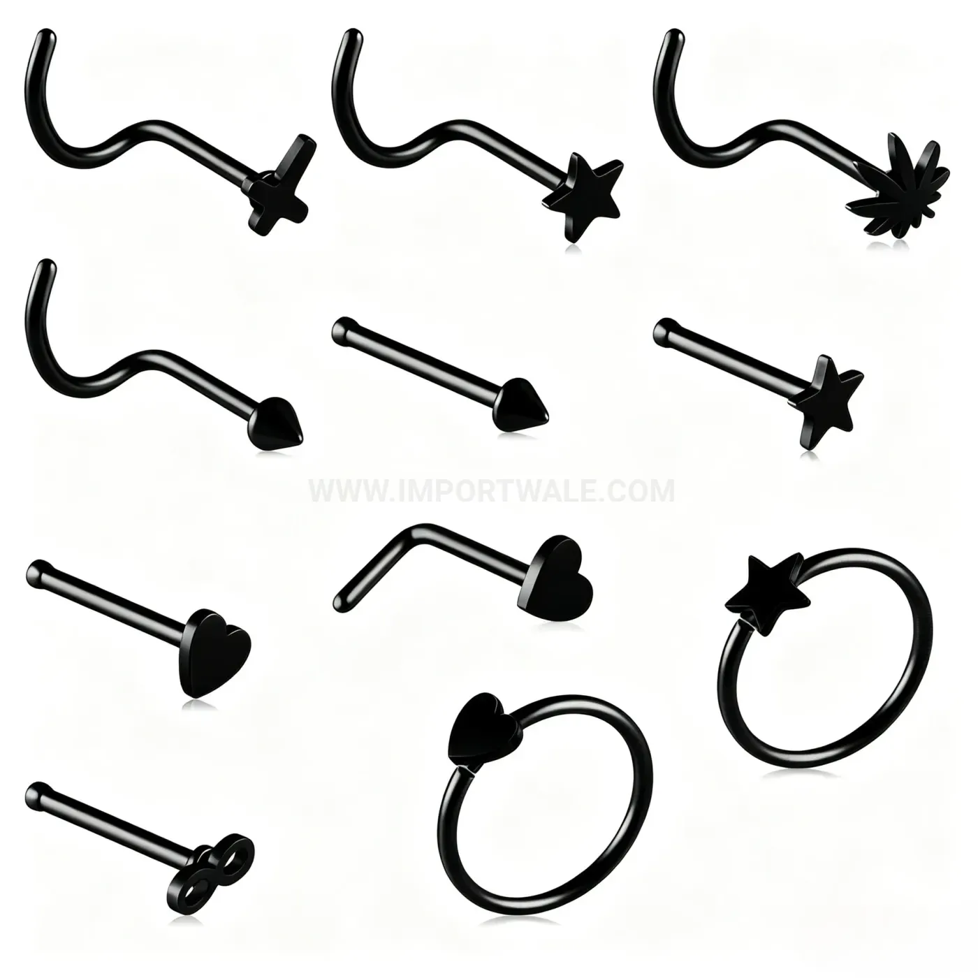 Designer Multicolor Stainless Steel Piercing Nose Ring Set