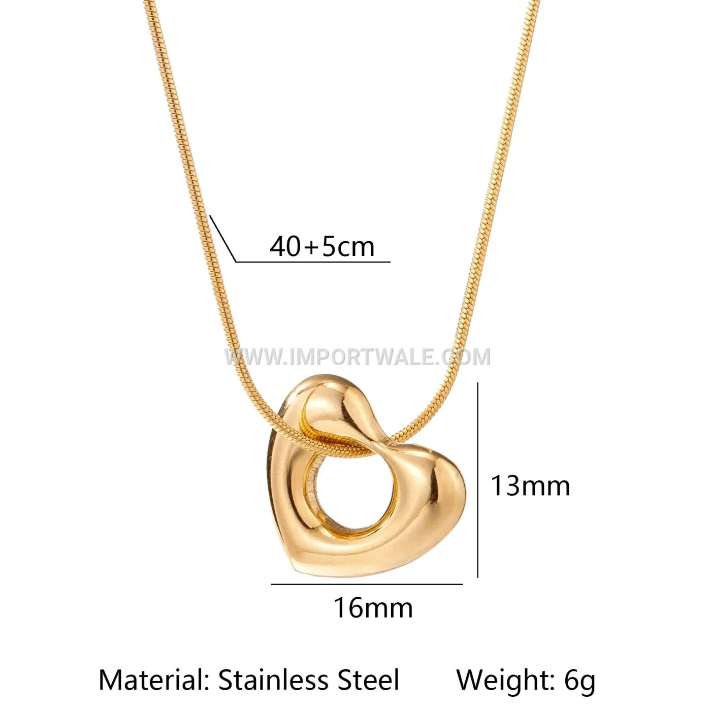Heart Pendant Natural Stone Stainless Steel Link Chain Necklace