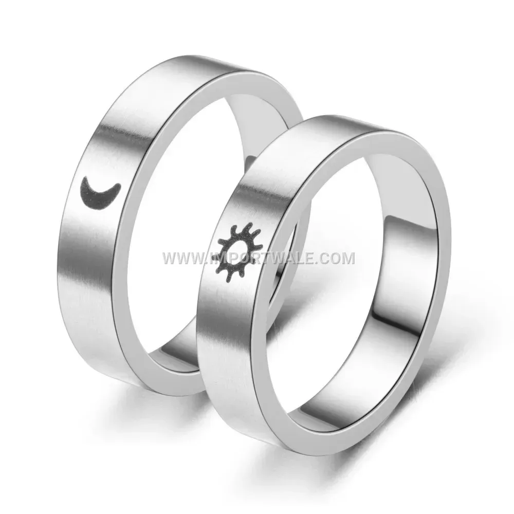 Vintage Engraved Sun And Moon Titanium Steel Ring