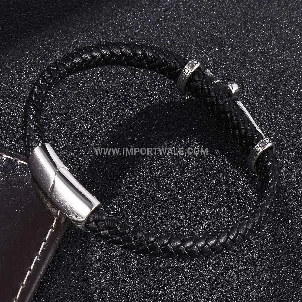 Men Stainless Steel Negative Ion Black Ceramic Link Bracelet