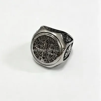 Men's Hip Hop Stainless Steel Letter Cross Signet Ring