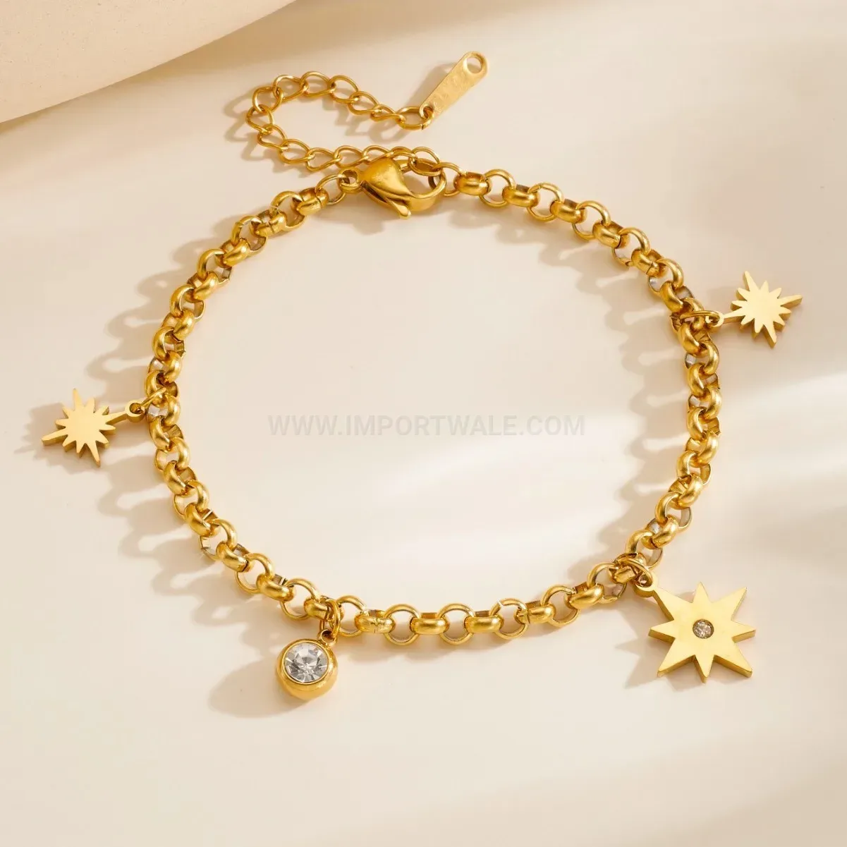 Chic Rhinestone Eight-Pointed Star Stainless Steel Bracelet