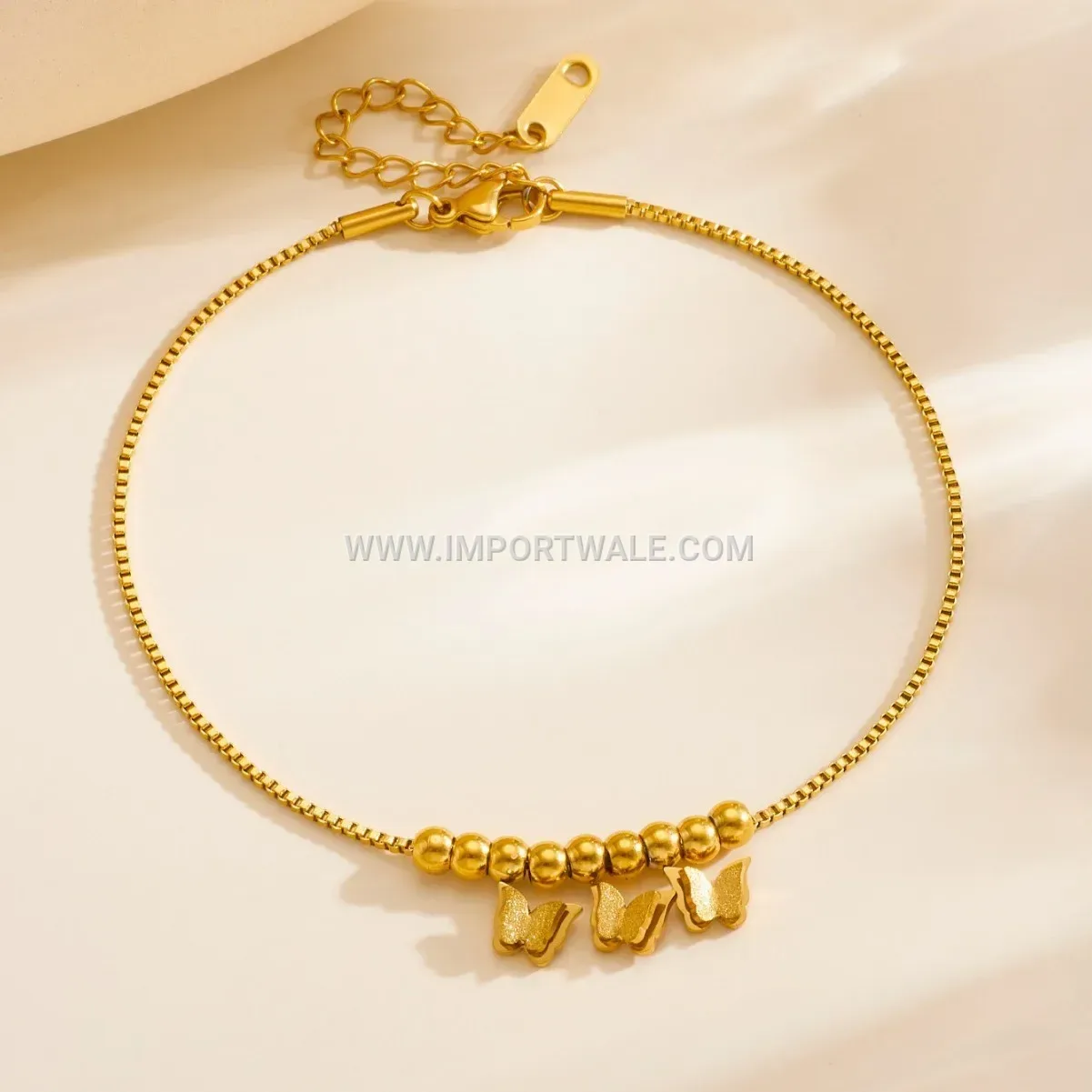 Elegance Gold Stainless Steel Butterfly Premium Anklet Anti Tarnish