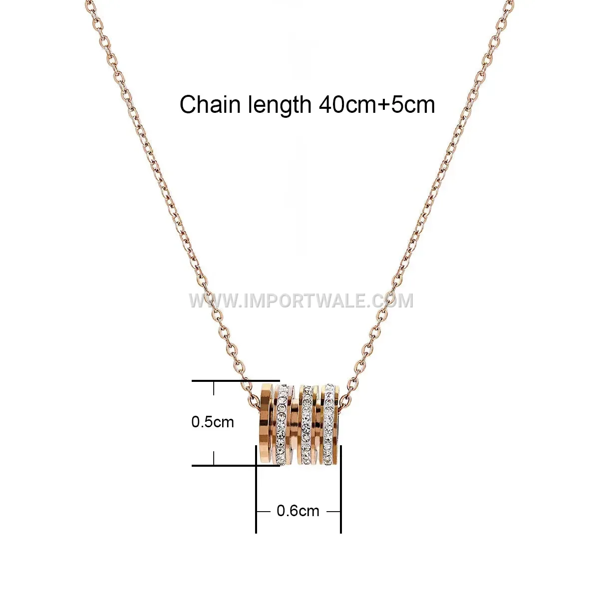 Rose Gold Stainless Steel Radiant Zircon Pendant Necklace