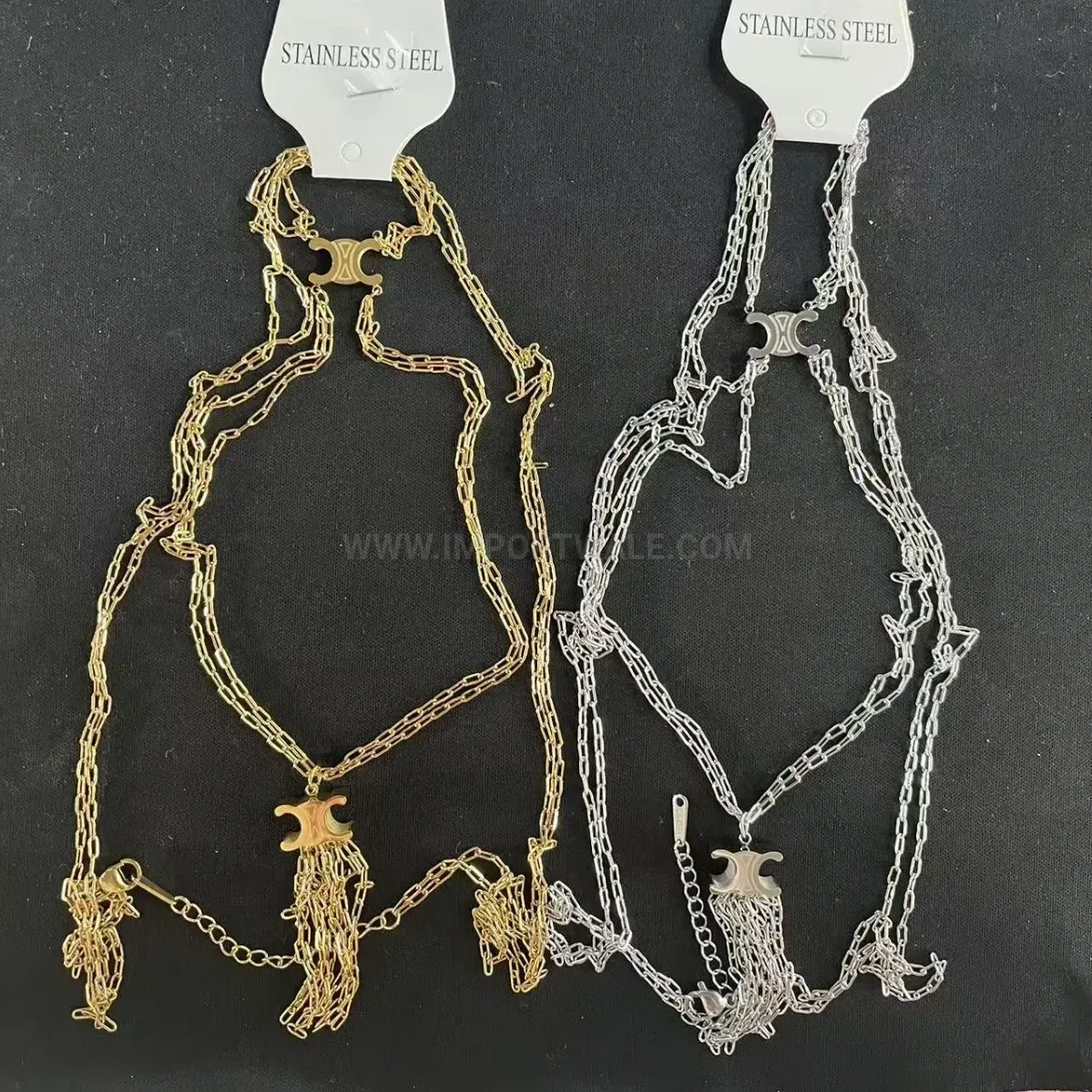 Stainless Steel Tassel Twist Chain Pendant Necklace