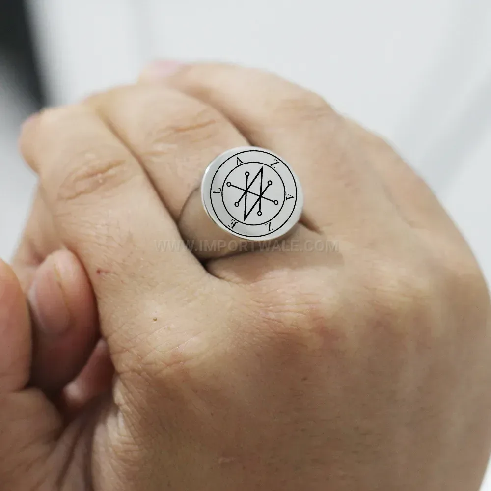 Designer Engraved Symbol Geometric Stainless Steel Ring